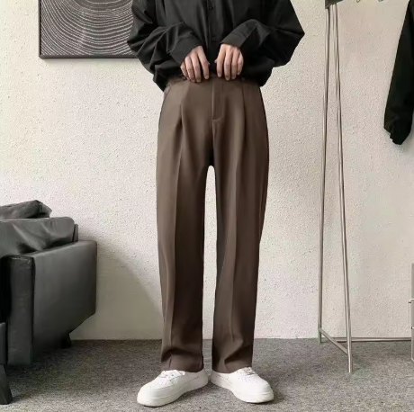 棕色/黑色西装裤 男士时尚协会 男士正装裤 韩版宽松直筒休闲裤 男士办公正装裤 S-3XL
